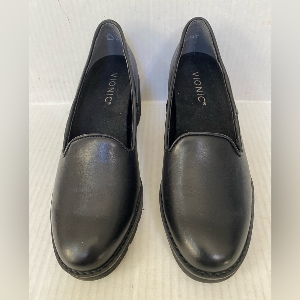Vionic Black Leather Wedge Loafers - image 3